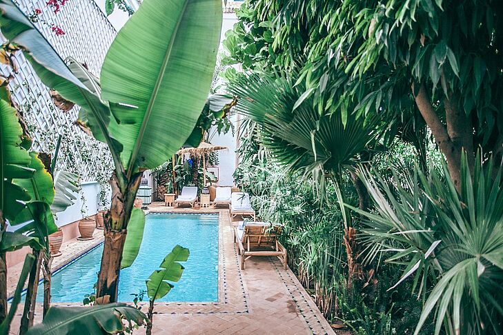 Terrasse extérieure avec piscine